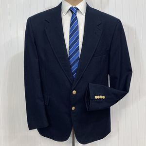 EVAN PICONE Gold Button Blazer Mens 46 Sport Coat Navy Blue Vintage Jacket 46L